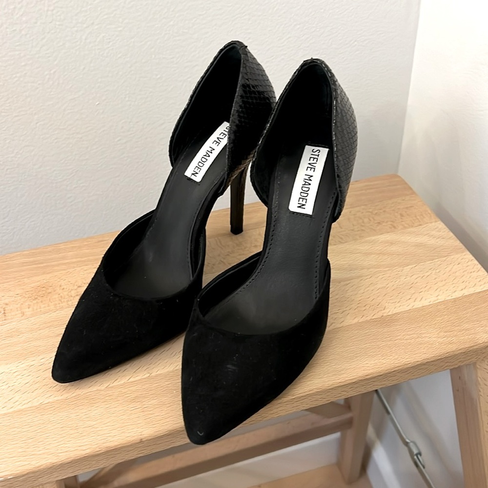 Steve Madden Black Suede/Snakeskin Stilettos